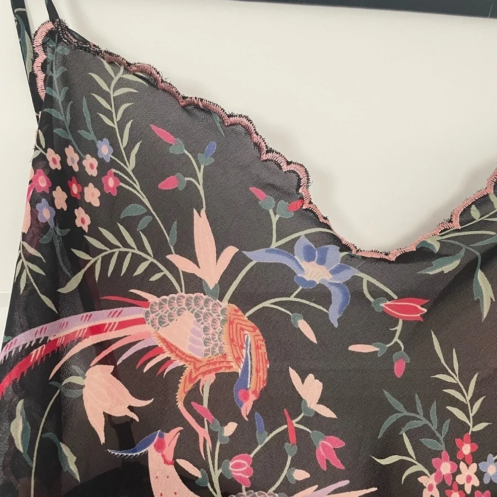 Natori + Neiman Marcus Vintage slip and robe, peacocks and flowers, one size - Picture 6 of 11